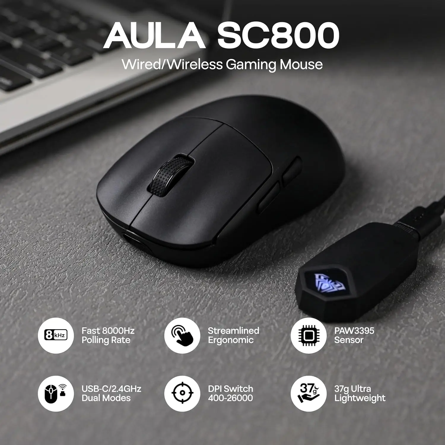 Pc Gaming Gigabyte - Игровая мышь AULA SC800 USB-C, проводная/2,4G,